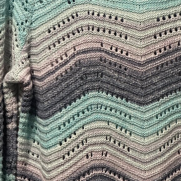 Lane Bryant sz18/20 super purple aqua open knit zig zag 3/4 sleeve tunic sweater - Picture 2 of 6